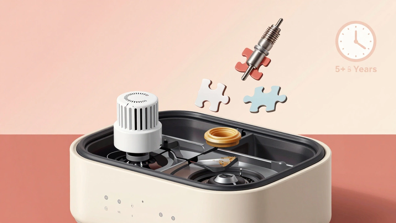 Transparent cooker showing internal parts being replaced with new components