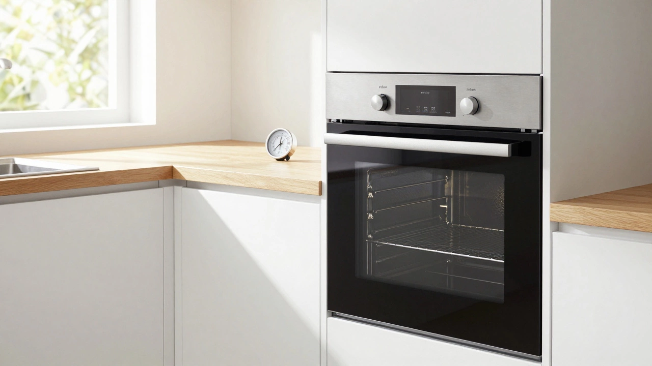 A new energy-efficient oven installed in a bright modern kitchen