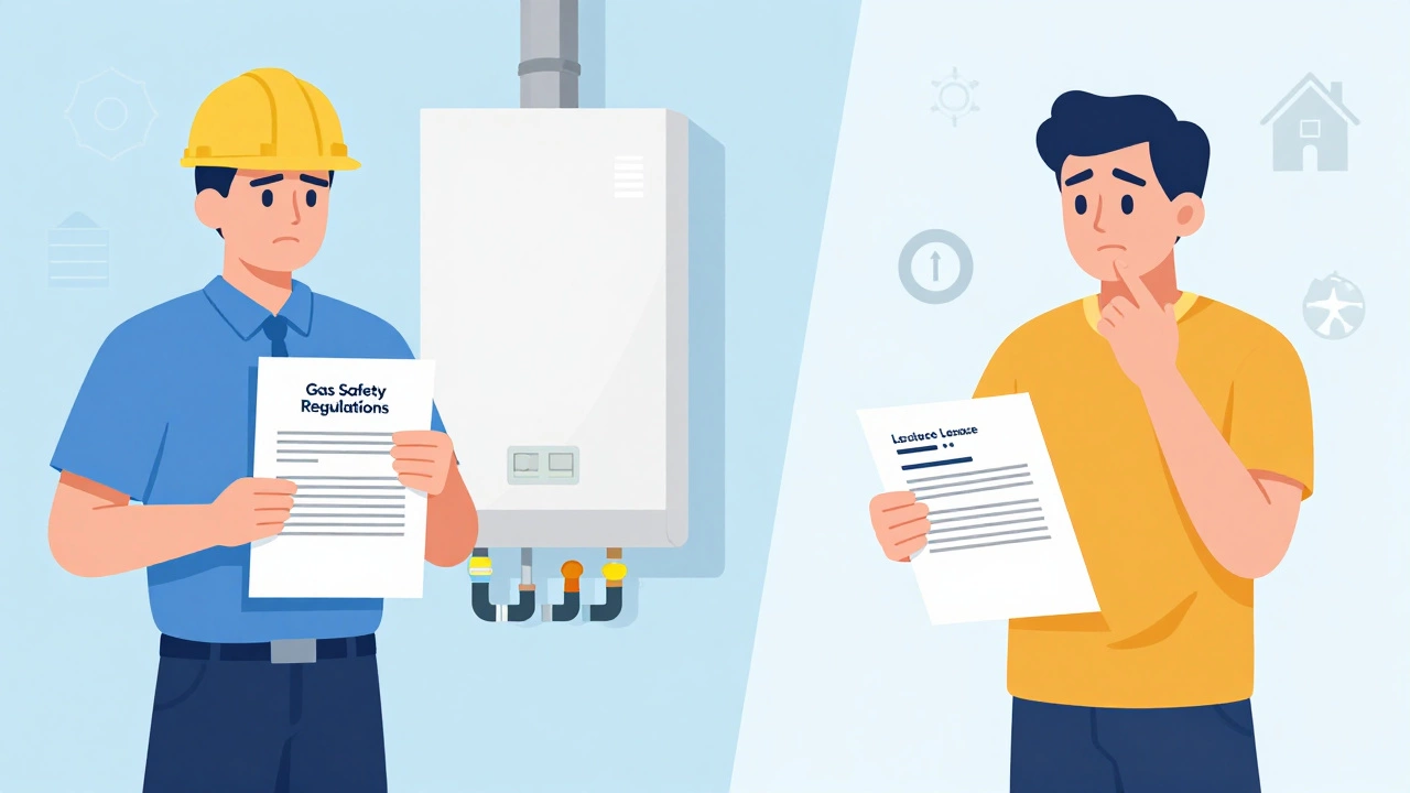 Illustration of landlord and tenant responsibilities for boiler service