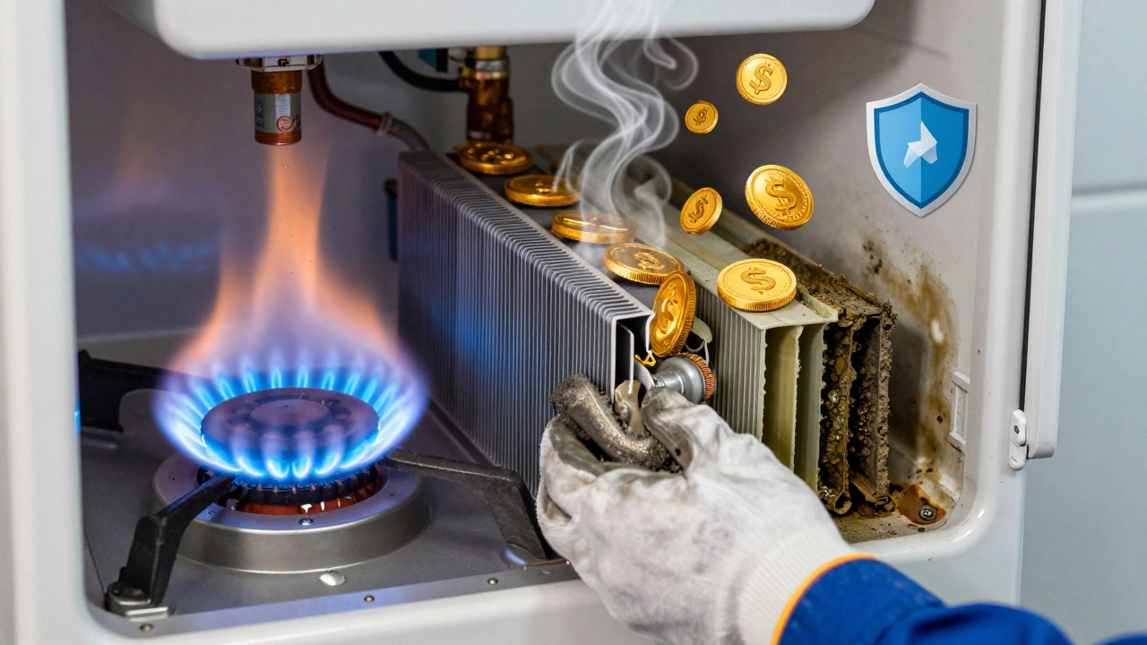 Cross-section showing clean vs dirty boiler components