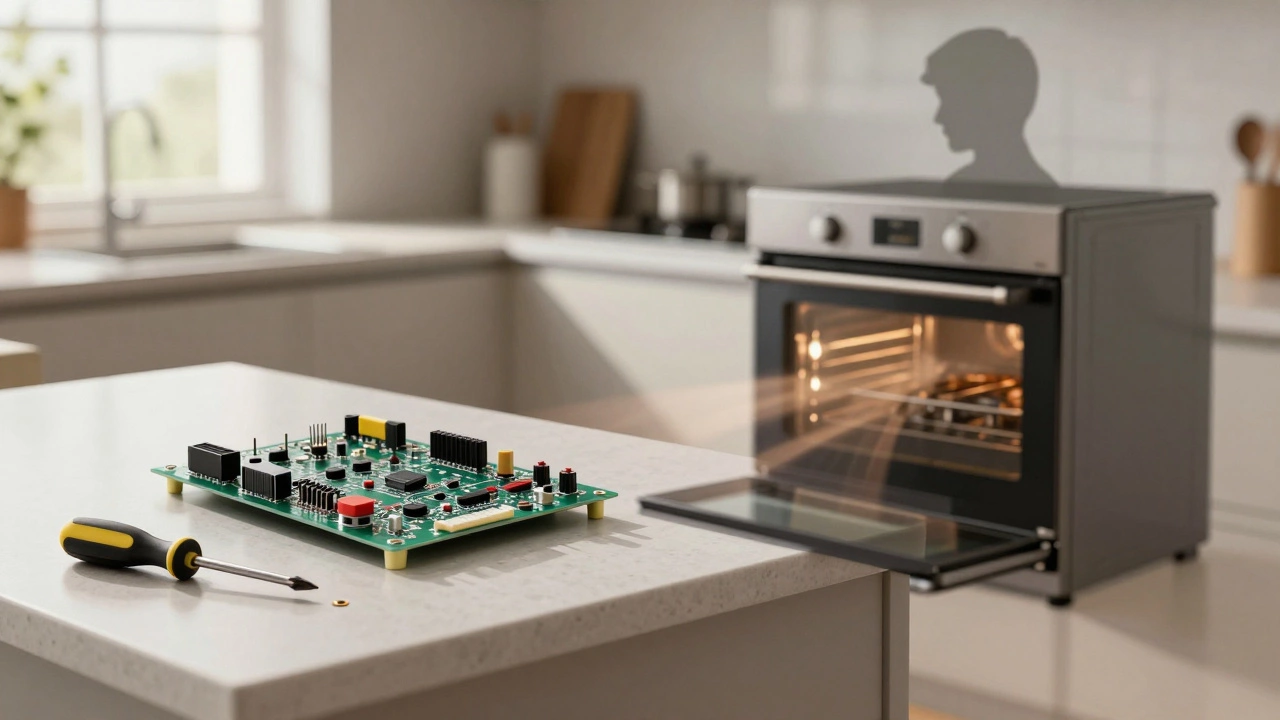 New oven control board ready for installation on counter