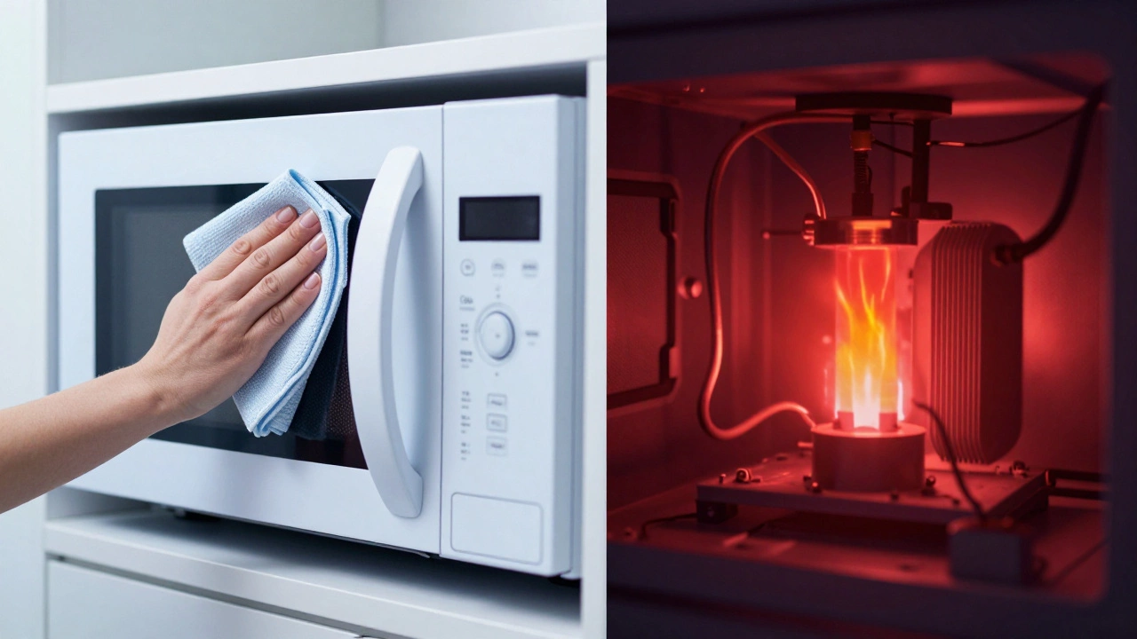 Safe cleaning vs dangerous internal microwave parts